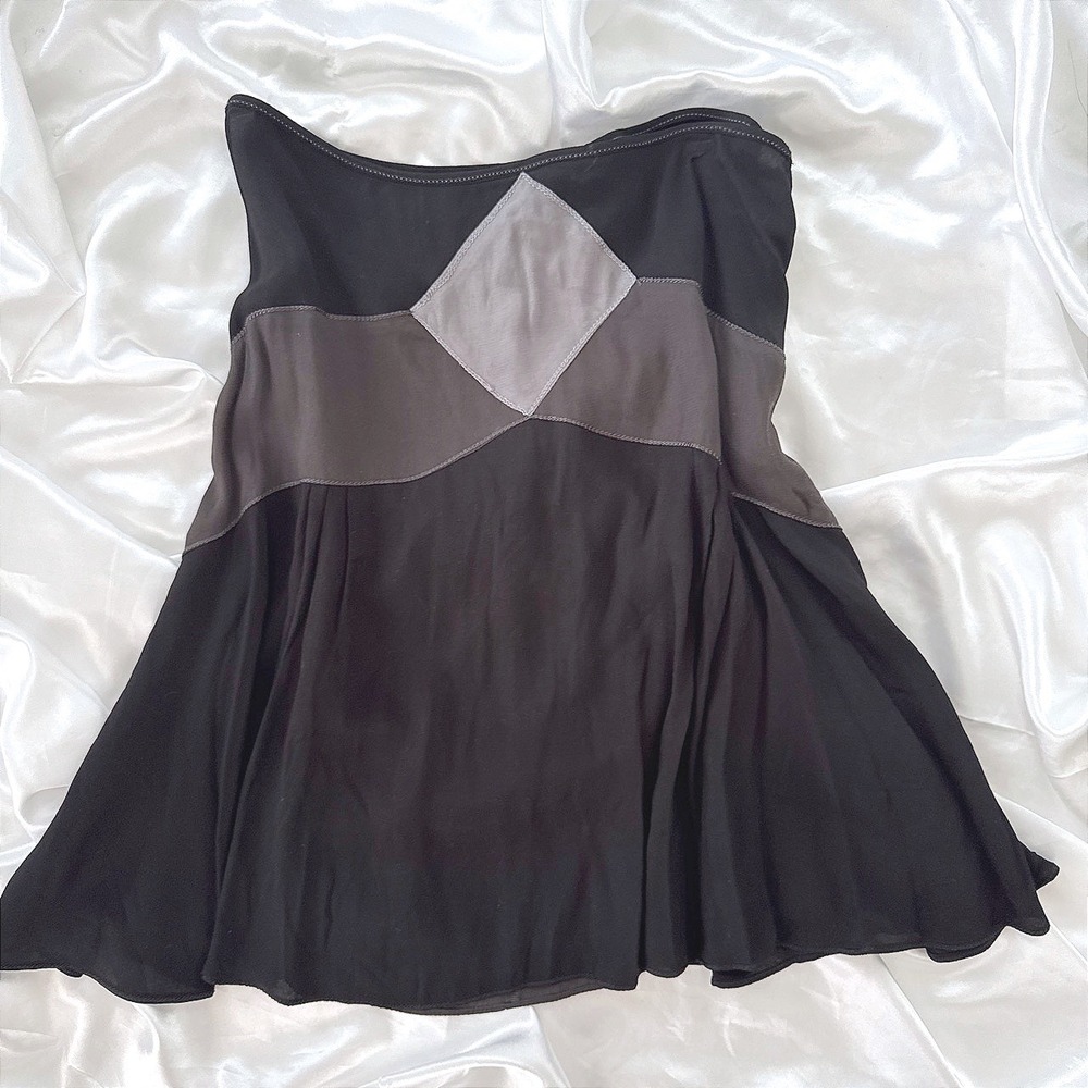 Studio M Black Grey Colorblock Rayon Mini Skirt Size 10 Diamond Panel